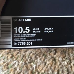 NIKE SF AIR FORCE ONE MID SZ 10.5